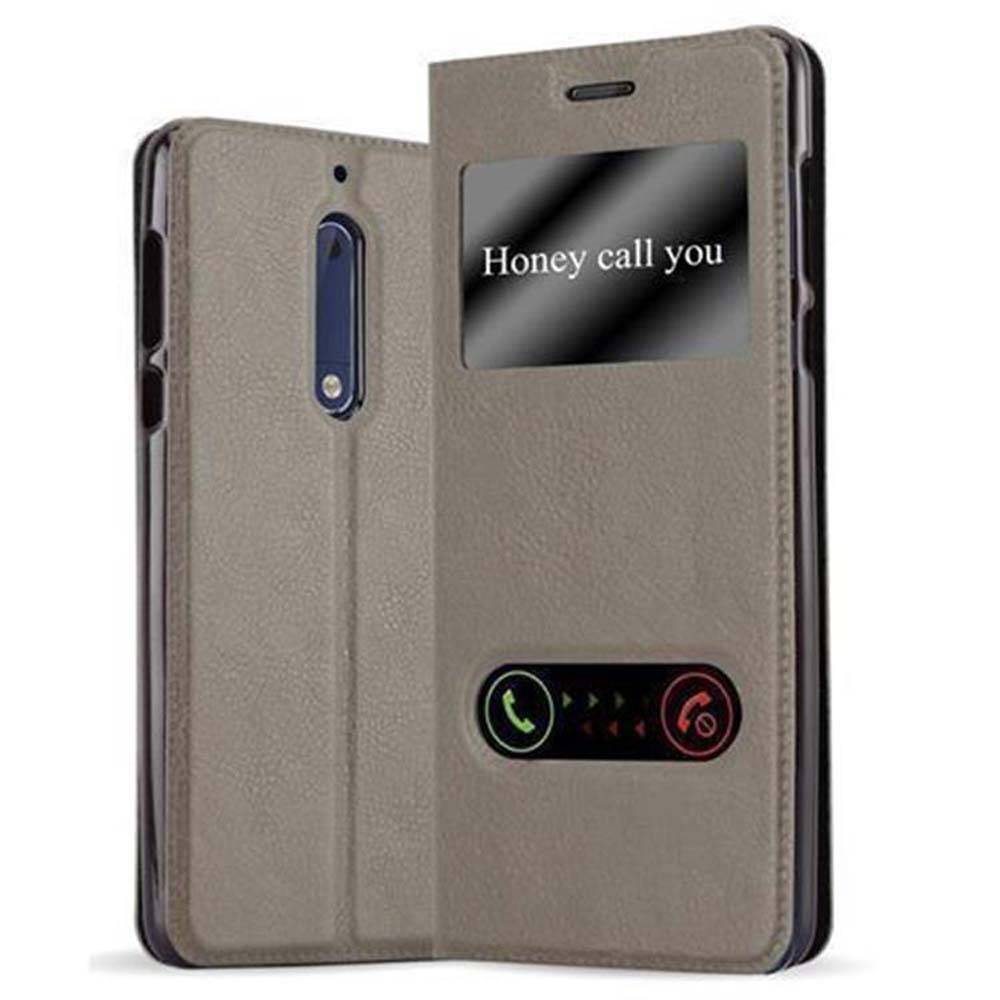 Cadorabo Schutzhülle für Nokia 5 2017 Hülle in Braun Handyhülle Book Case Cover Etui