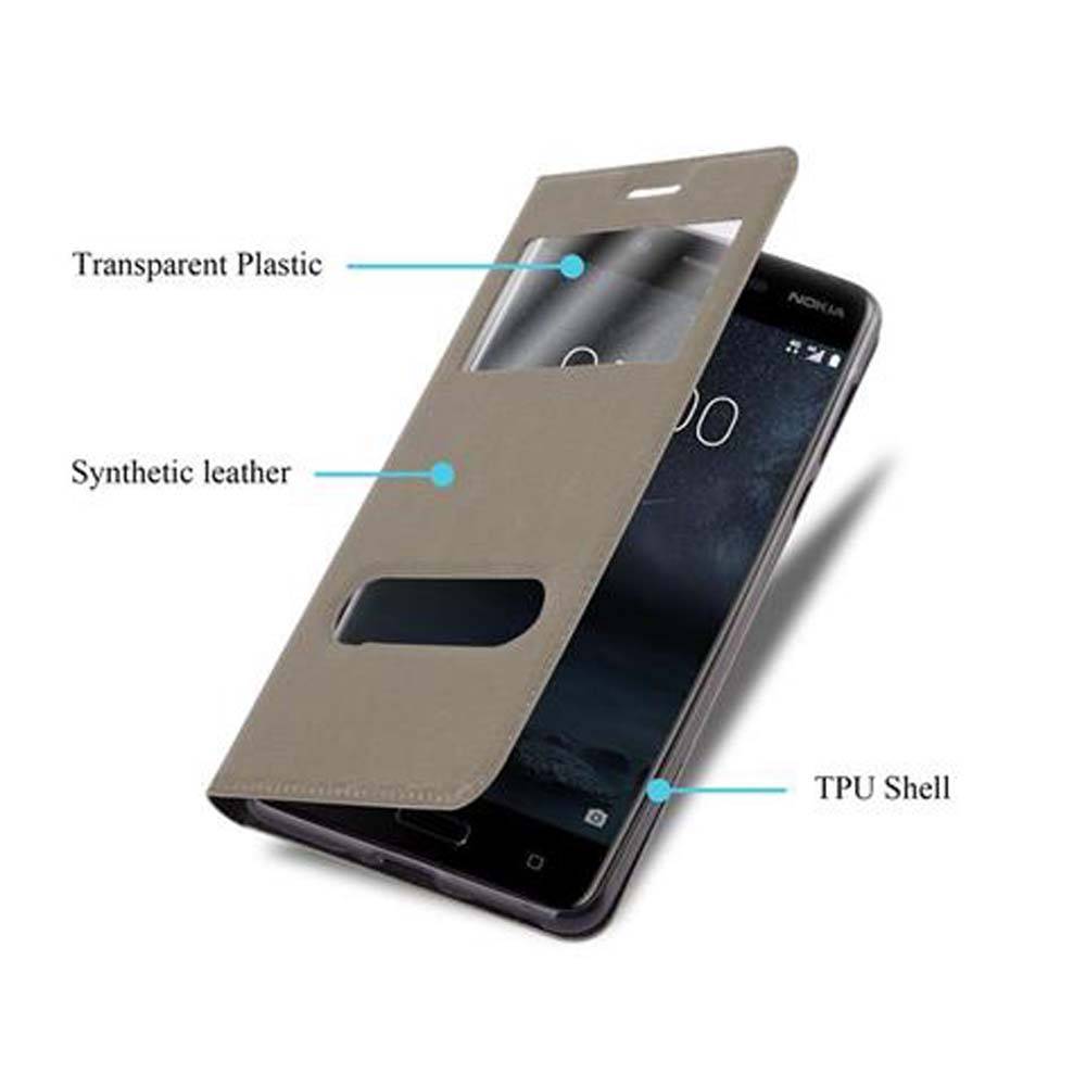 Cadorabo Schutzhülle für Nokia 5 2017 Hülle in Braun Handyhülle Book Case Cover Etui