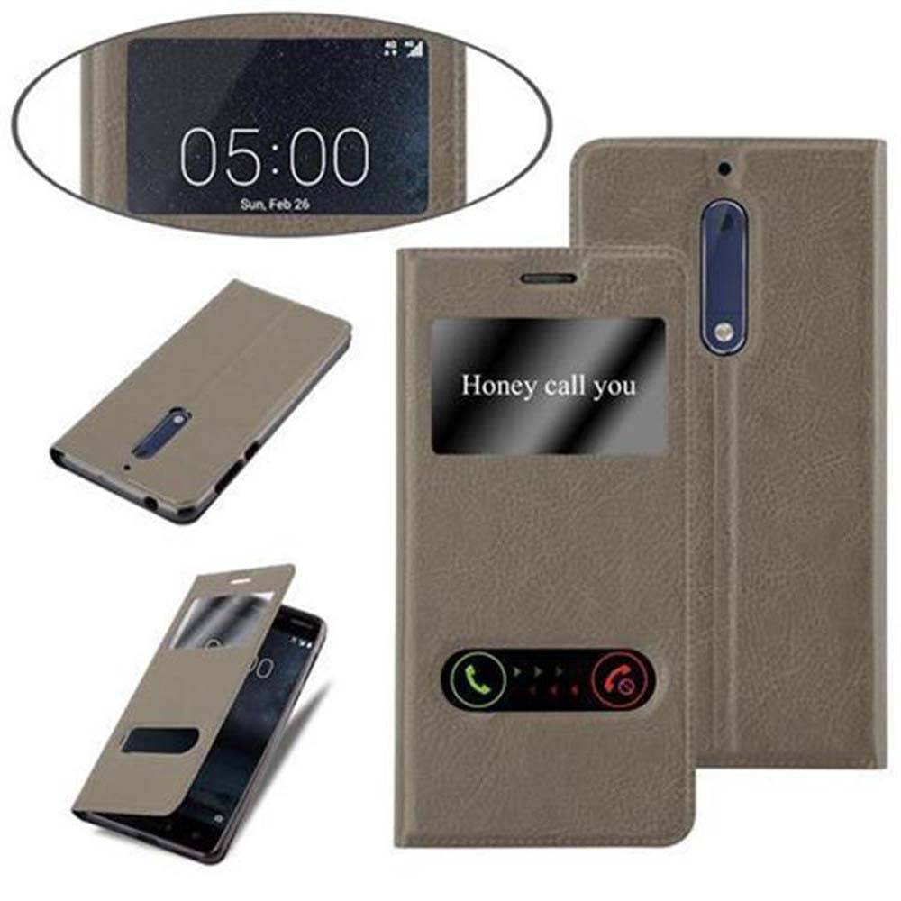 Cadorabo Schutzhülle für Nokia 5 2017 Hülle in Braun Handyhülle Book Case Cover Etui