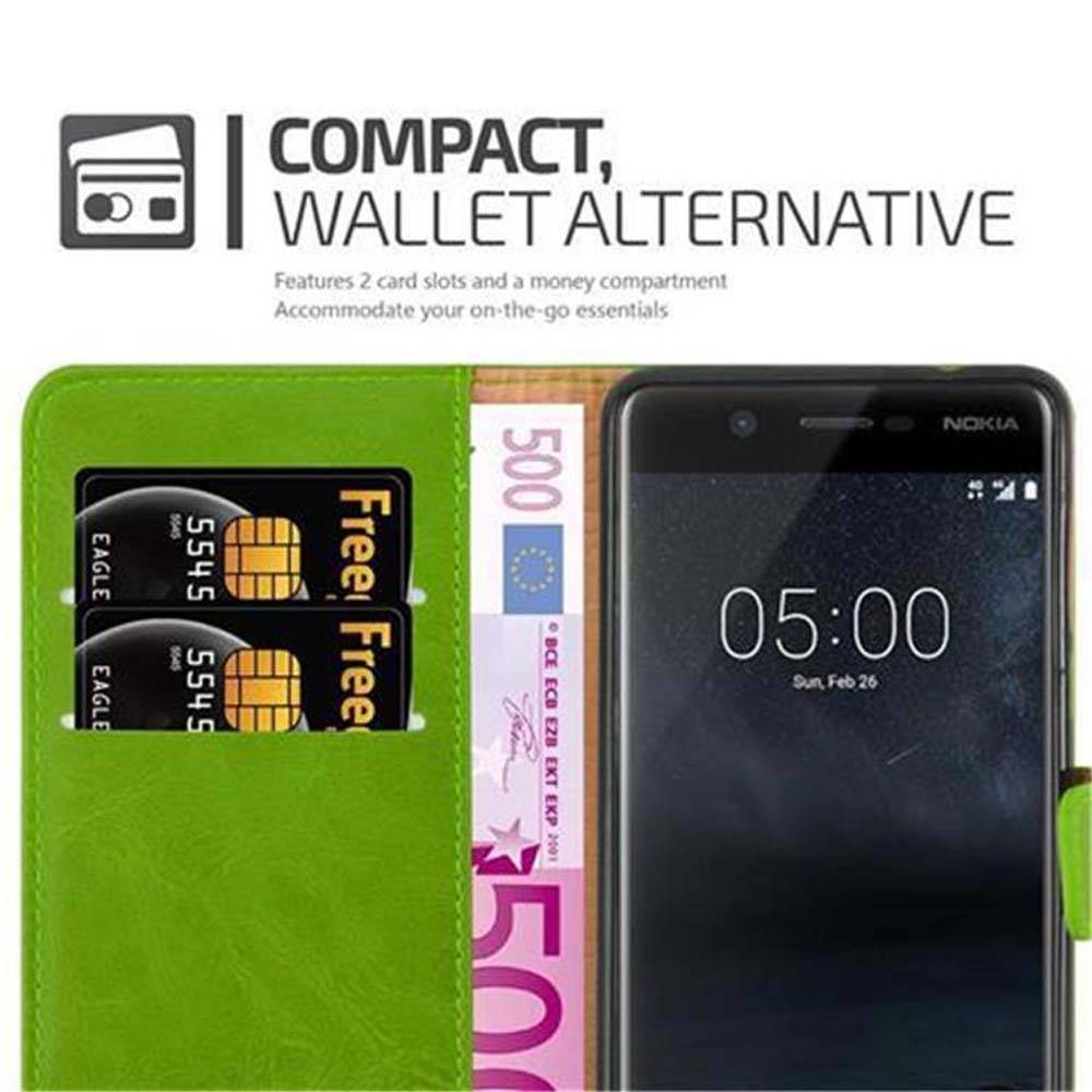 Cadorabo Hülle für Nokia 5 2017 Schutzhülle in Grün Handyhülle Book Tasche Case Etui Luxury