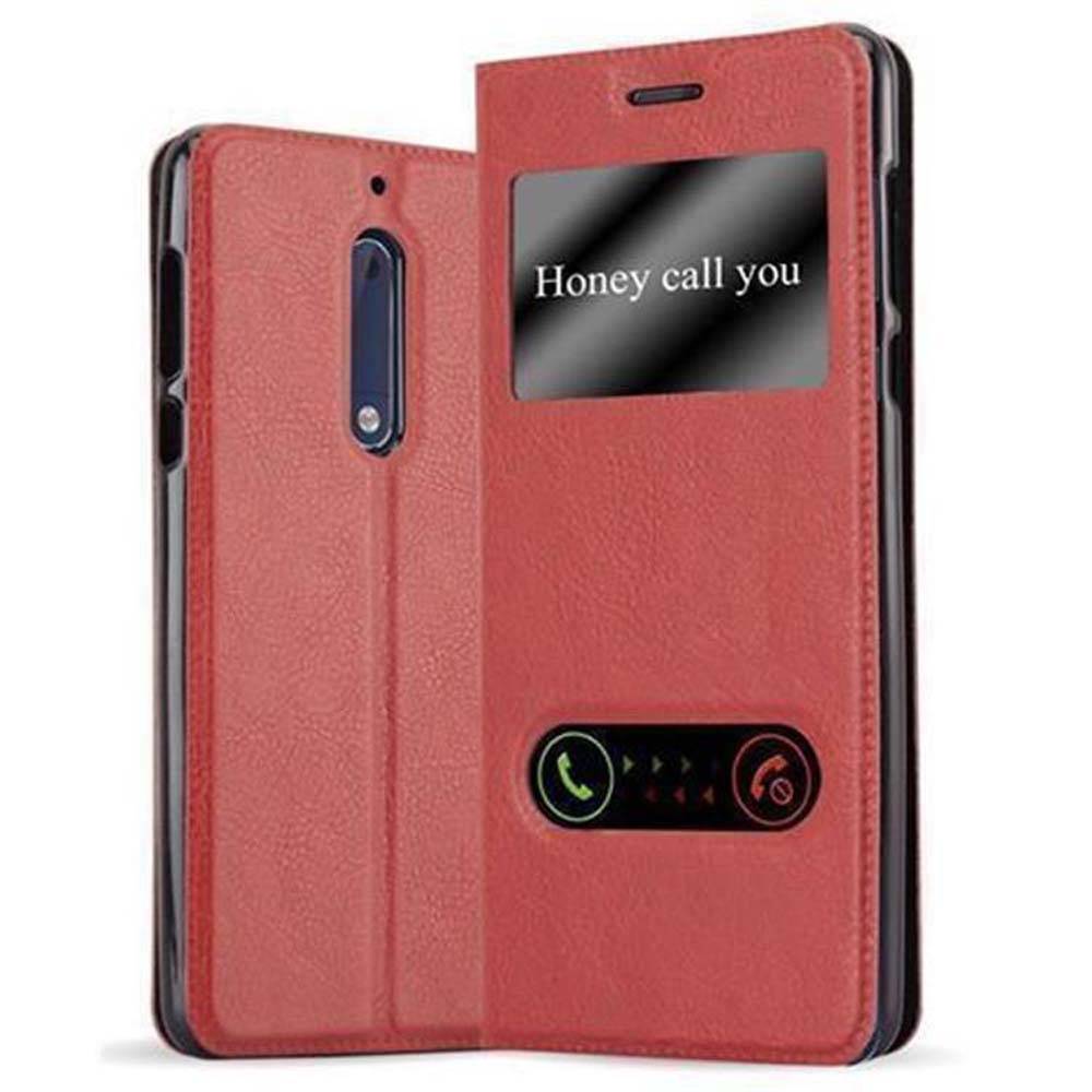 Cadorabo Schutzhülle für Nokia 5 2017 Hülle in Rot Handyhülle Book Case Cover Etui