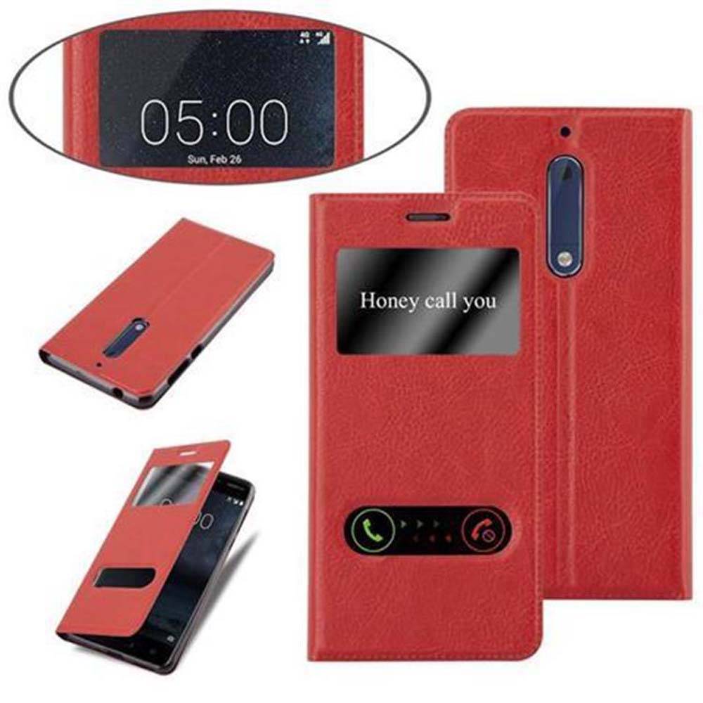 Cadorabo Schutzhülle für Nokia 5 2017 Hülle in Rot Handyhülle Book Case Cover Etui
