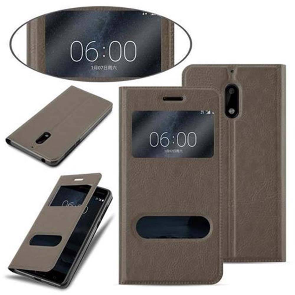 Cadorabo Schutzhülle für Nokia 6 2017 Hülle in Braun Handyhülle Book Case Cover Etui