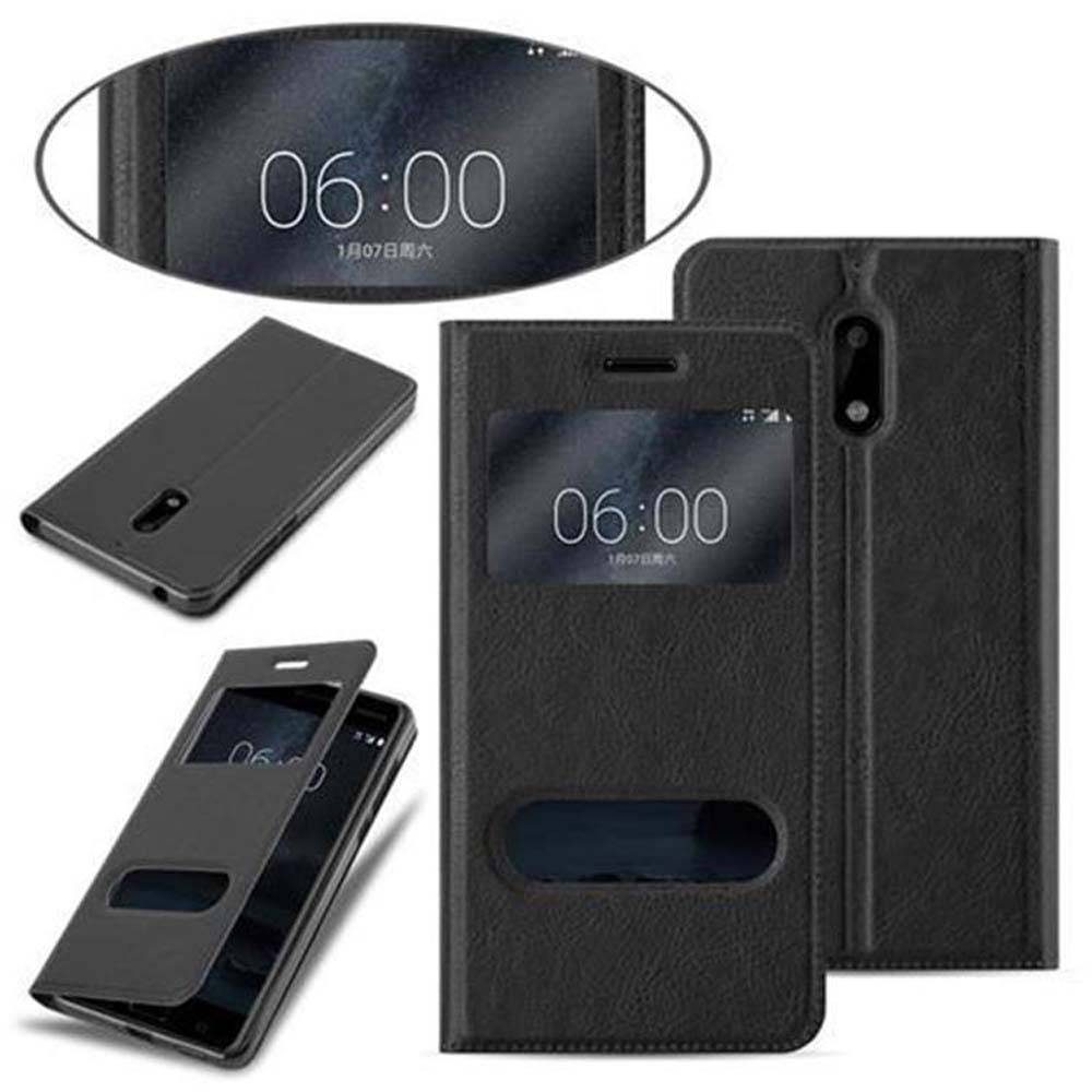 Cadorabo Schutzhülle für Nokia 6 2017 Hülle in Schwarz Handyhülle Book Case Cover Etui