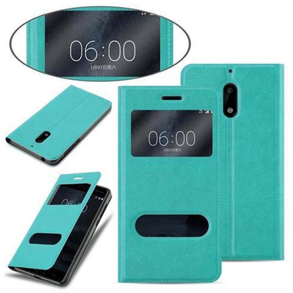 Cadorabo Schutzhülle für Nokia 6 2017 Hülle in Türkis Handyhülle Book Case Cover Etui