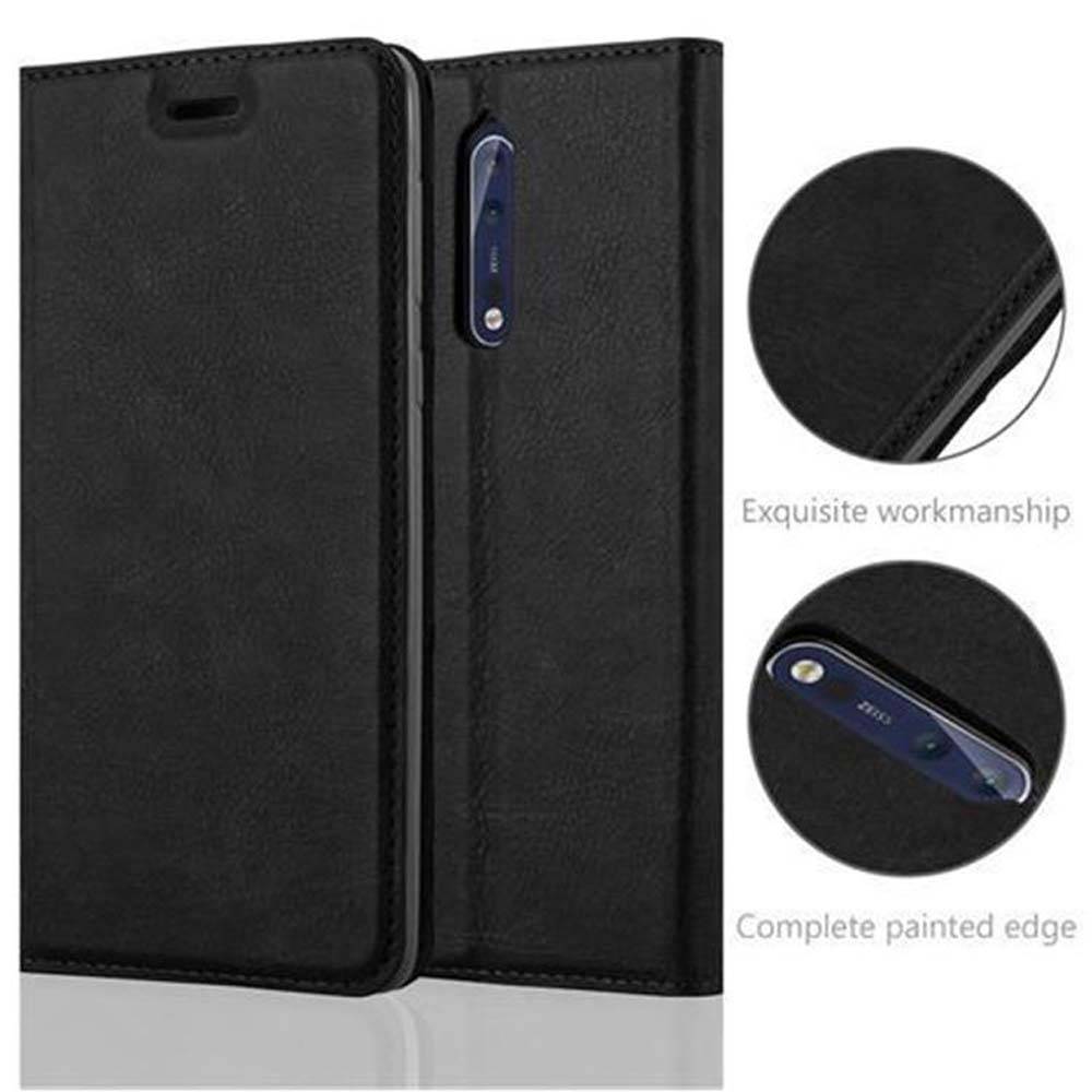 Cadorabo Hülle für Nokia 8 2017 Schutz Hülle in Schwarz Handyhülle Etui Case Cover Magnetverschluss