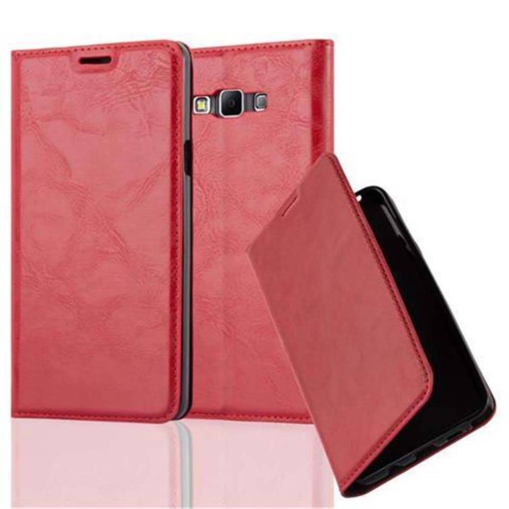 Cadorabo Hülle für Samsung Galaxy A7 2015 Schutz Hülle in Rot Handyhülle Etui Case Cover Magnetverschluss