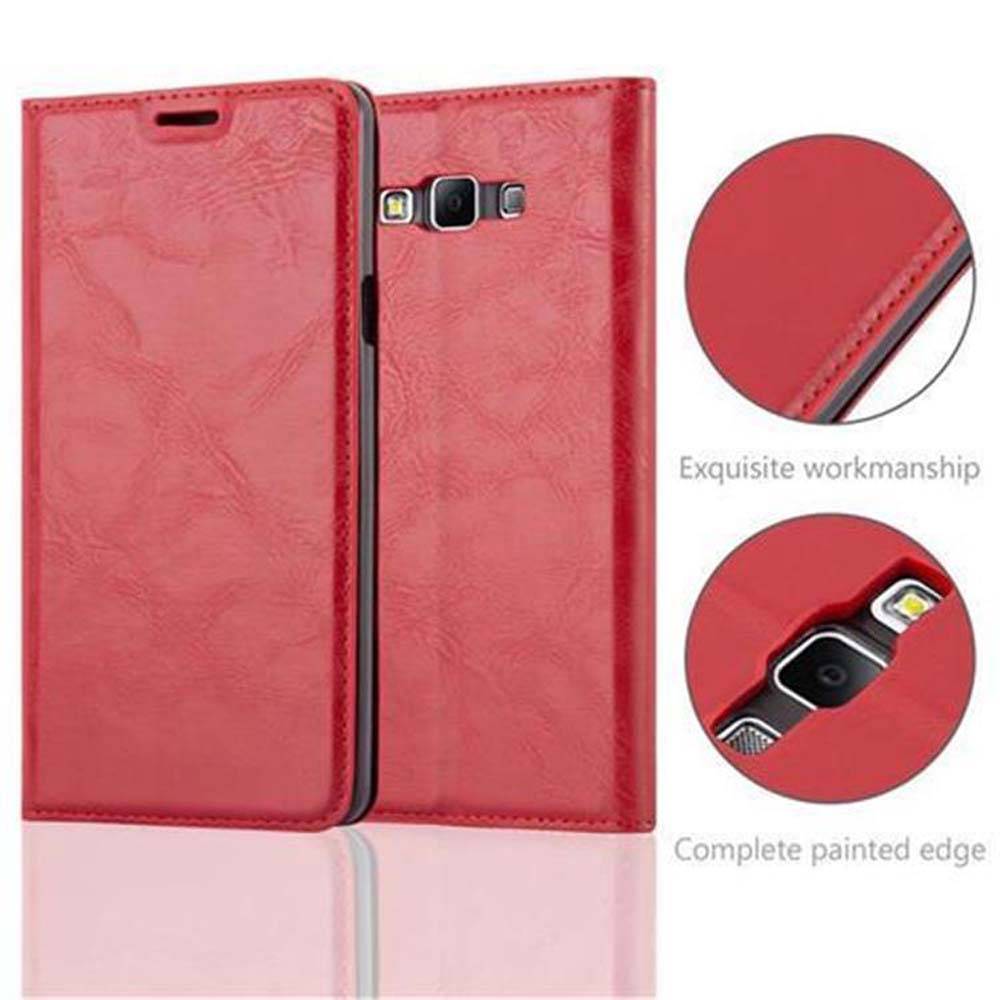 Cadorabo Hülle für Samsung Galaxy A7 2015 Schutz Hülle in Rot Handyhülle Etui Case Cover Magnetverschluss
