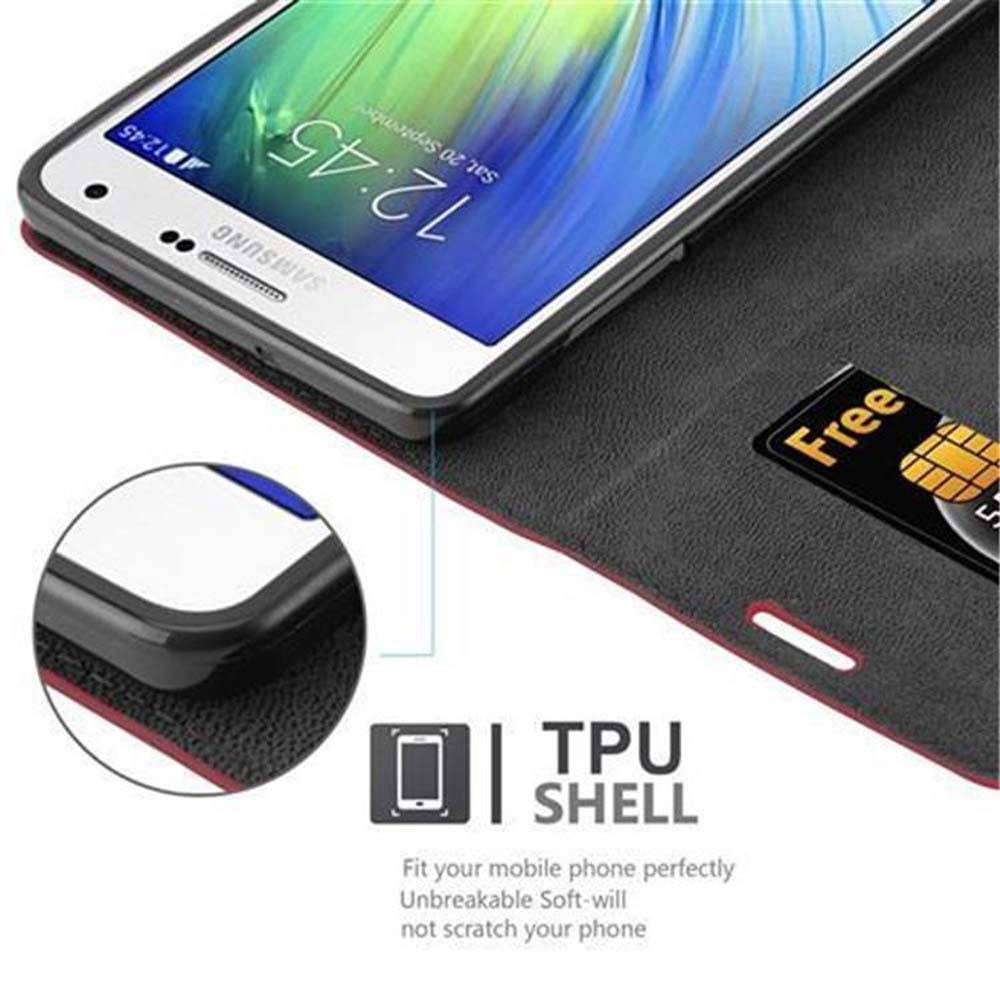 Cadorabo Hülle für Samsung Galaxy A7 2015 Schutz Hülle in Rot Handyhülle Etui Case Cover Magnetverschluss