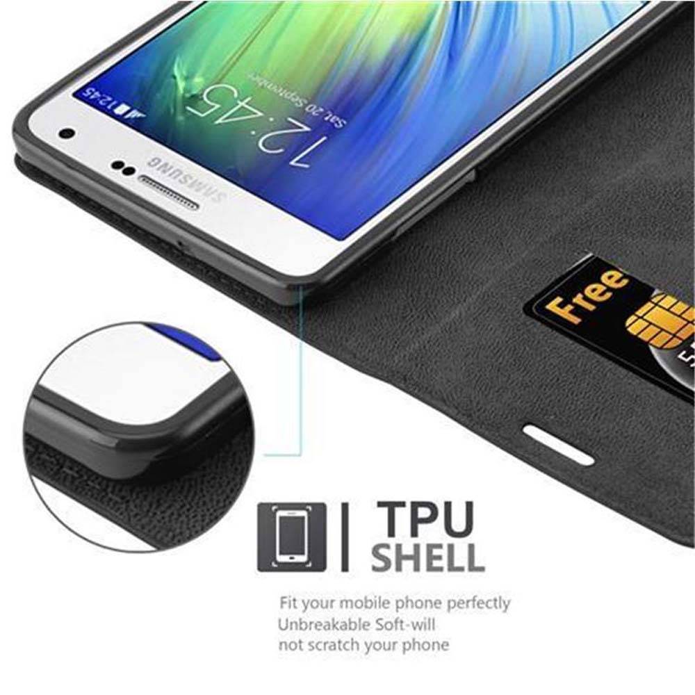 Cadorabo Hülle für Samsung Galaxy A7 2015 Schutz Hülle in Schwarz Handyhülle Etui Case Cover Magnetverschluss