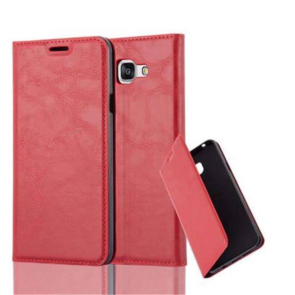 Cadorabo Hülle für Samsung Galaxy A7 2016 Schutz Hülle in Rot Handyhülle Etui Case Cover Magnetverschluss