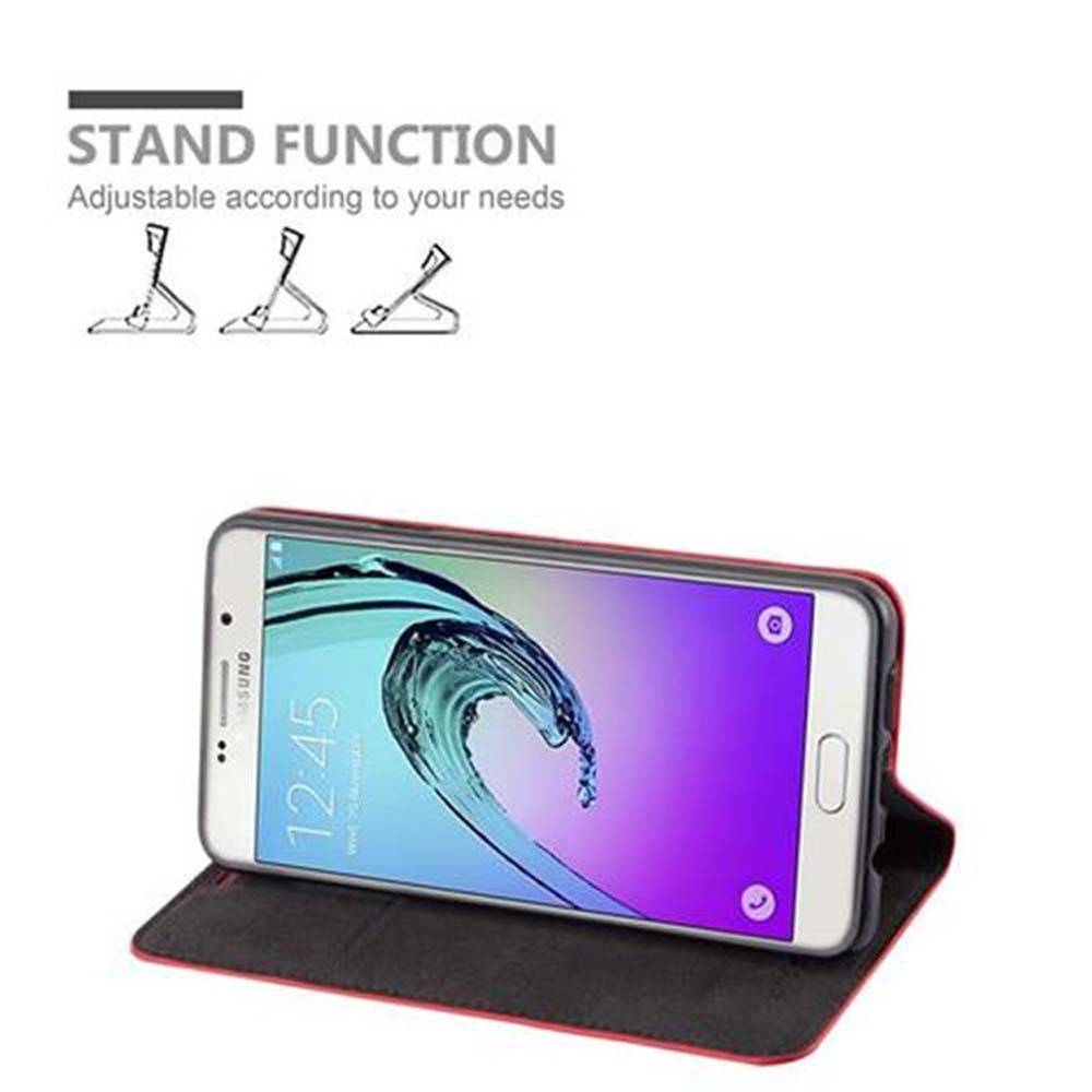 Cadorabo Hülle für Samsung Galaxy A7 2016 Schutz Hülle in Rot Handyhülle Etui Case Cover Magnetverschluss
