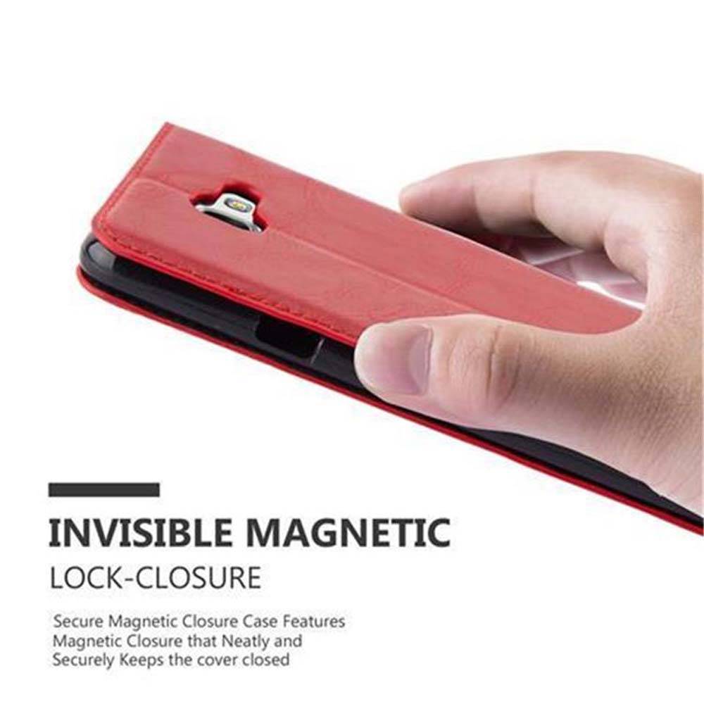 Cadorabo Hülle für Samsung Galaxy A7 2016 Schutz Hülle in Rot Handyhülle Etui Case Cover Magnetverschluss