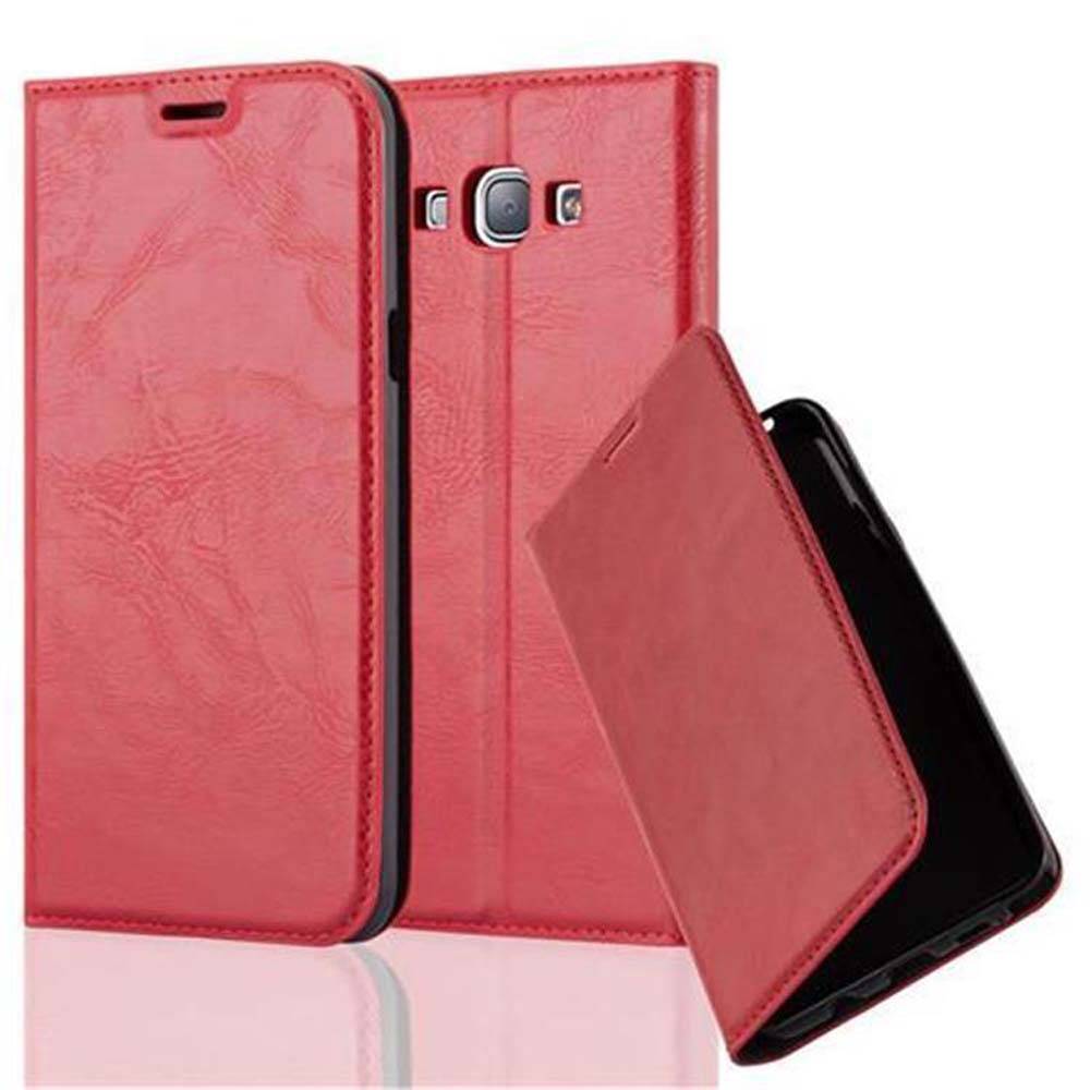 Cadorabo Hülle für Samsung Galaxy A8 2015 Schutz Hülle in Rot Handyhülle Etui Case Cover Magnetverschluss