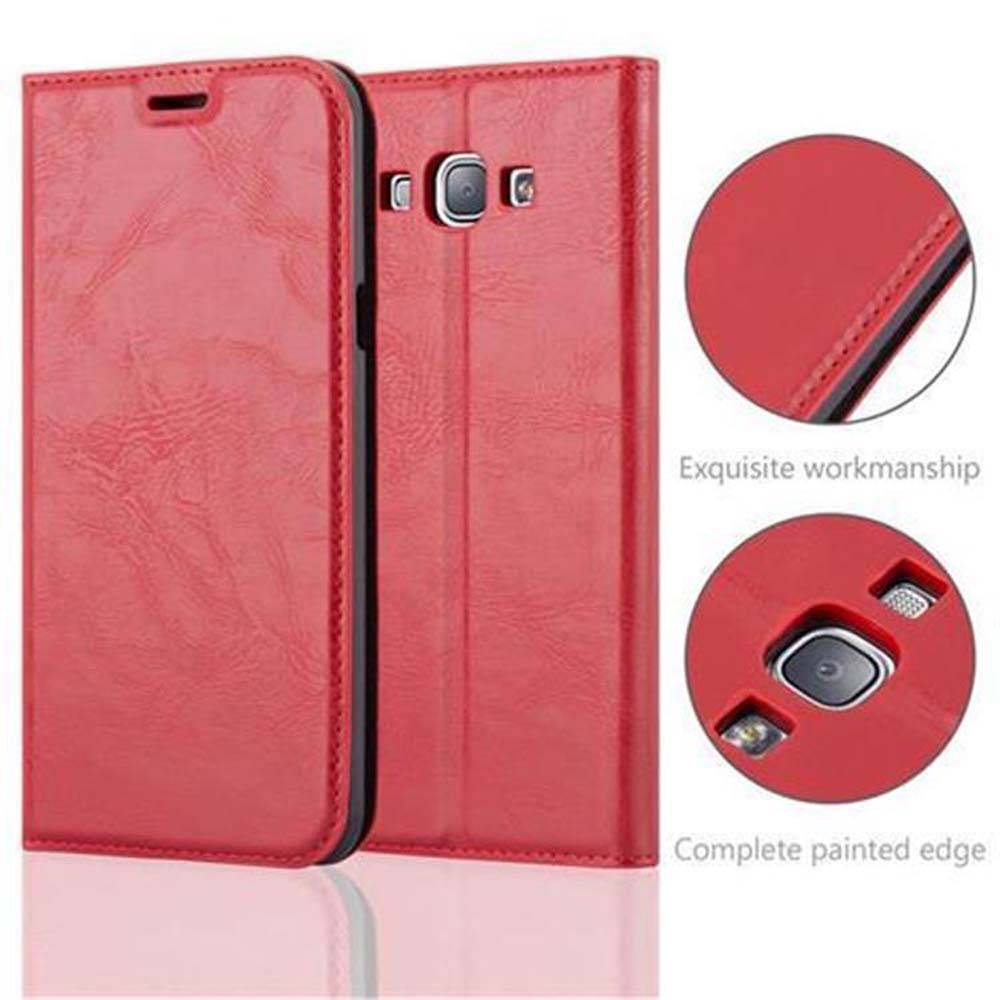 Cadorabo Hülle für Samsung Galaxy A8 2015 Schutz Hülle in Rot Handyhülle Etui Case Cover Magnetverschluss