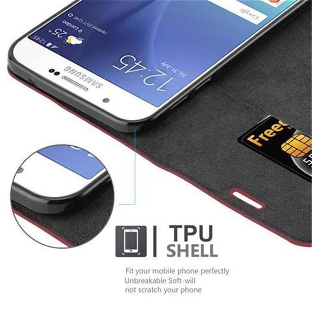 Cadorabo Hülle für Samsung Galaxy A8 2015 Schutz Hülle in Rot Handyhülle Etui Case Cover Magnetverschluss