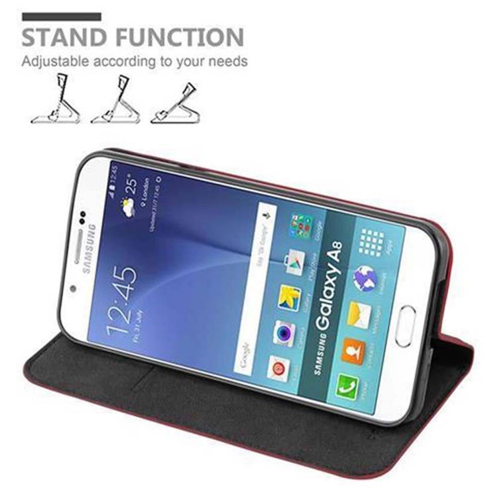 Cadorabo Hülle für Samsung Galaxy A8 2015 Schutz Hülle in Rot Handyhülle Etui Case Cover Magnetverschluss