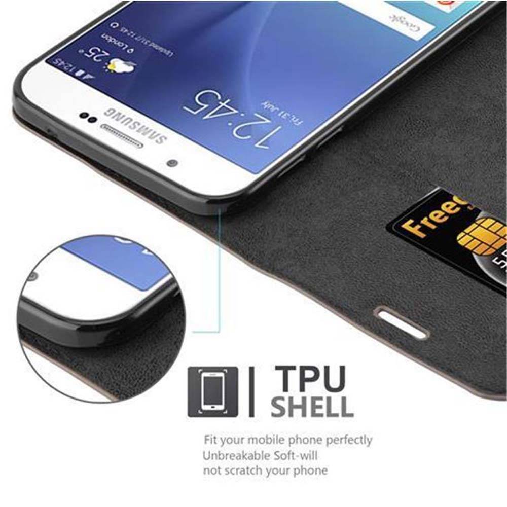 Cadorabo Hülle für Samsung Galaxy A8 2015 Schutz Hülle in Braun Handyhülle Etui Case Cover Magnetverschluss