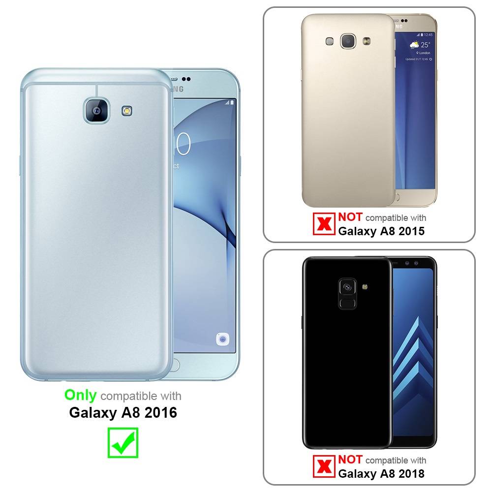 Cadorabo Hülle für Samsung Galaxy A8 2016 Schutz Hülle in Rot Handyhülle Etui Case Cover Magnetverschluss