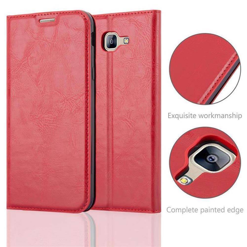 Cadorabo Hülle für Samsung Galaxy A8 2016 Schutz Hülle in Rot Handyhülle Etui Case Cover Magnetverschluss