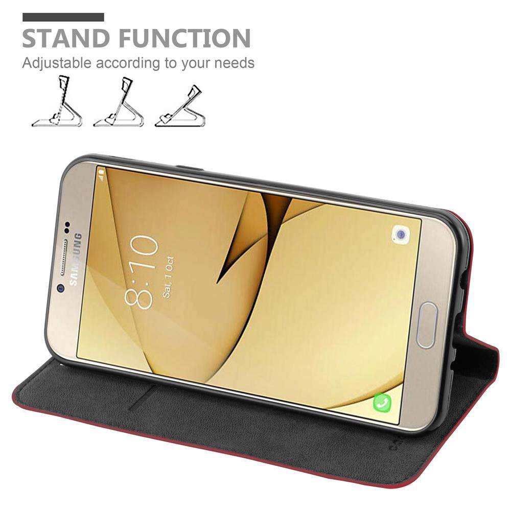 Cadorabo Hülle für Samsung Galaxy A8 2016 Schutz Hülle in Rot Handyhülle Etui Case Cover Magnetverschluss