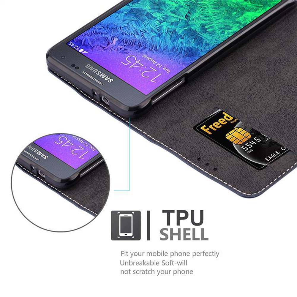 Cadorabo Hülle für Samsung Galaxy ALPHA Schutzhülle in Blau SHandyhülle Book Case Etui Kunstleder