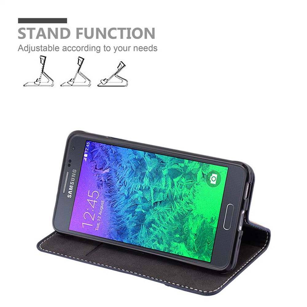 Cadorabo Hülle für Samsung Galaxy ALPHA Schutzhülle in Blau SHandyhülle Book Case Etui Kunstleder