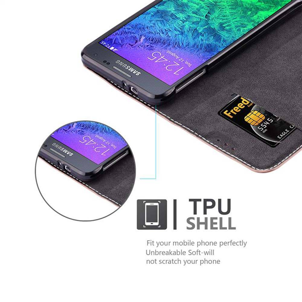 Cadorabo Hülle für Samsung Galaxy ALPHA Schutzhülle in Rosa SHandyhülle Book Case Etui Kunstleder