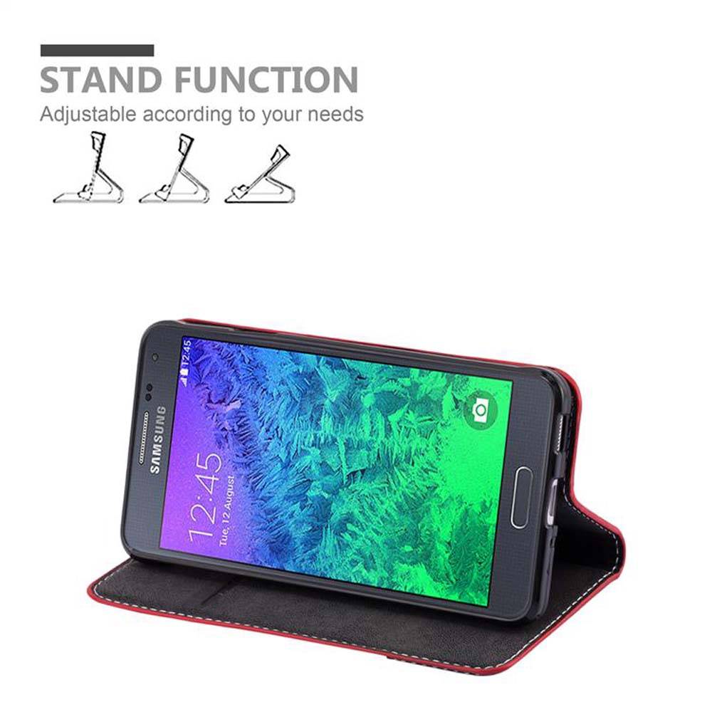 Cadorabo Hülle für Samsung Galaxy ALPHA Schutzhülle in Rot SHandyhülle Book Case Etui Kunstleder