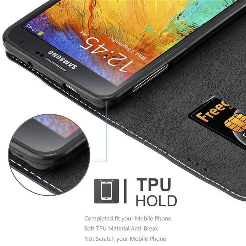 Cadorabo Hülle für Samsung Galaxy NOTE 3 Schutzhülle in Blau SHandyhülle Book Case Etui Kunstleder