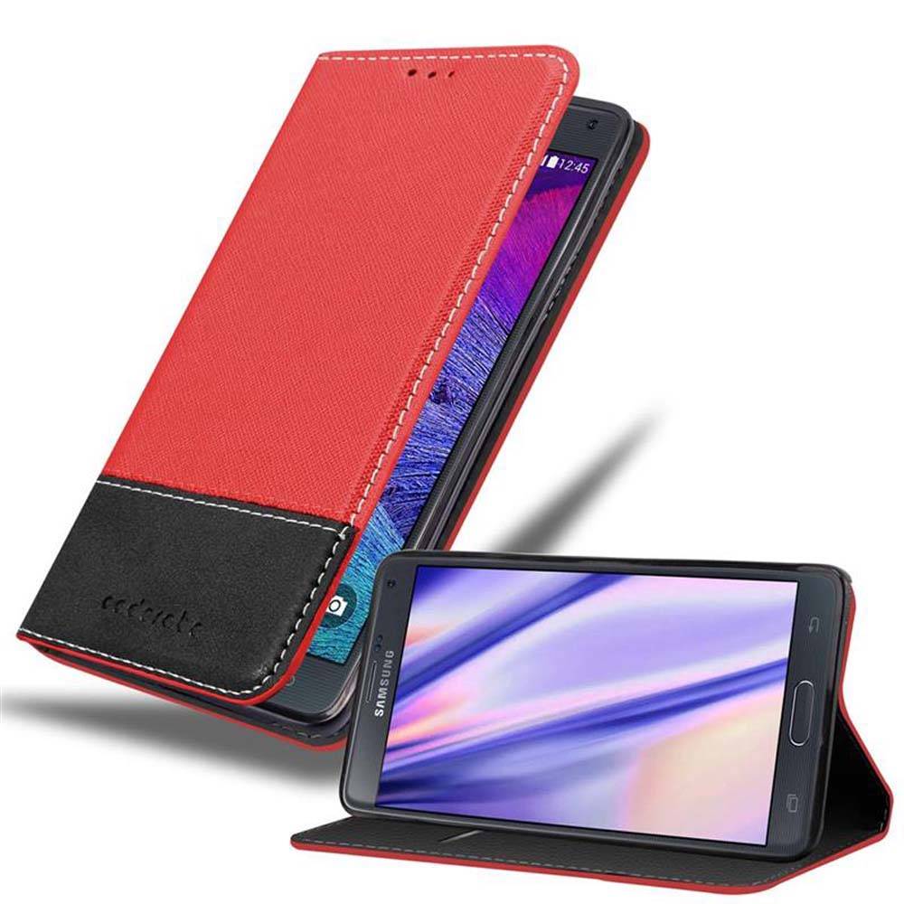 Cadorabo Hülle für Samsung Galaxy NOTE 4 Schutzhülle in Rot SHandyhülle Book Case Etui Kunstleder