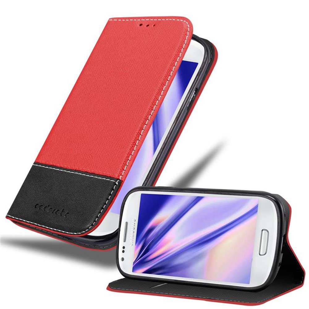 Cadorabo Hülle für Samsung Galaxy S3 MINI Schutzhülle in Rot SHandyhülle Book Case Etui Kunstleder