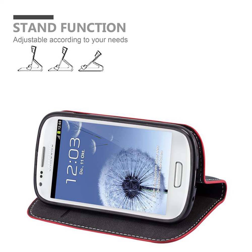 Cadorabo Hülle für Samsung Galaxy S3 MINI Schutzhülle in Rot SHandyhülle Book Case Etui Kunstleder
