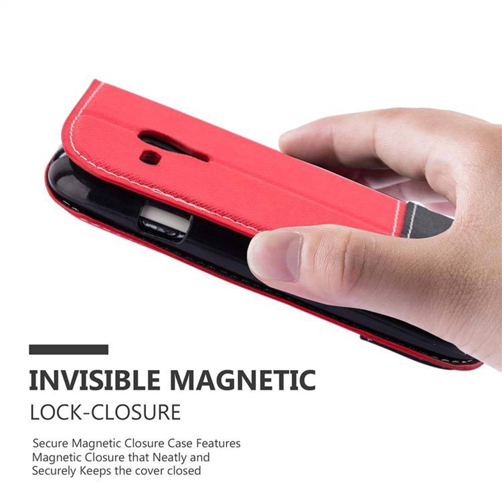 Cadorabo Hülle für Samsung Galaxy S3 MINI Schutzhülle in Rot SHandyhülle Book Case Etui Kunstleder