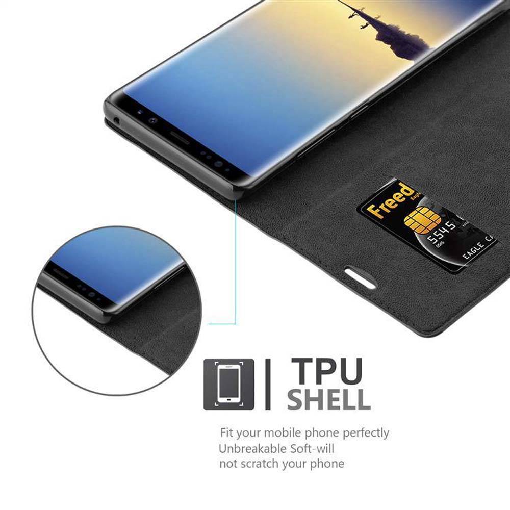 Cadorabo Hülle für Samsung Galaxy NOTE 8 Schutz Hülle in Schwarz Handyhülle Etui Case Cover Magnetverschluss