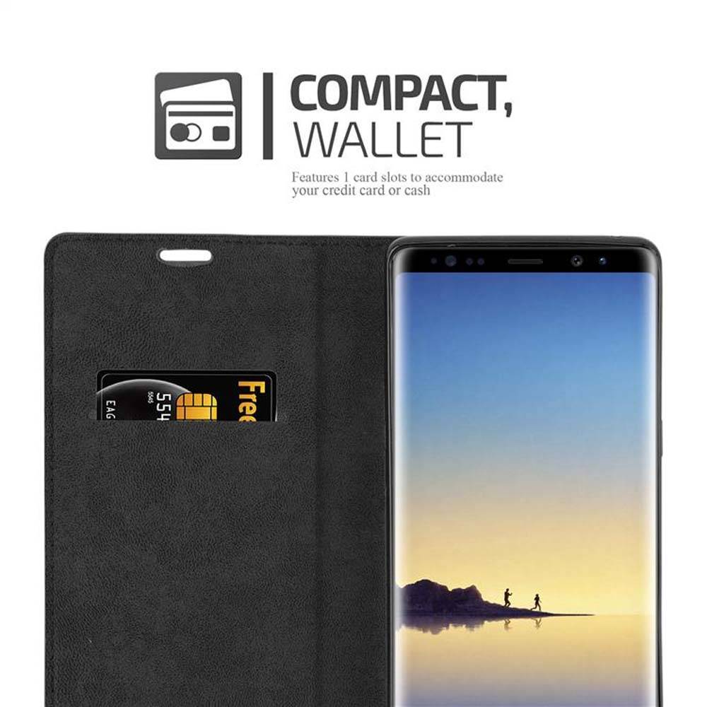 Cadorabo Hülle für Samsung Galaxy NOTE 8 Schutz Hülle in Schwarz Handyhülle Etui Case Cover Magnetverschluss