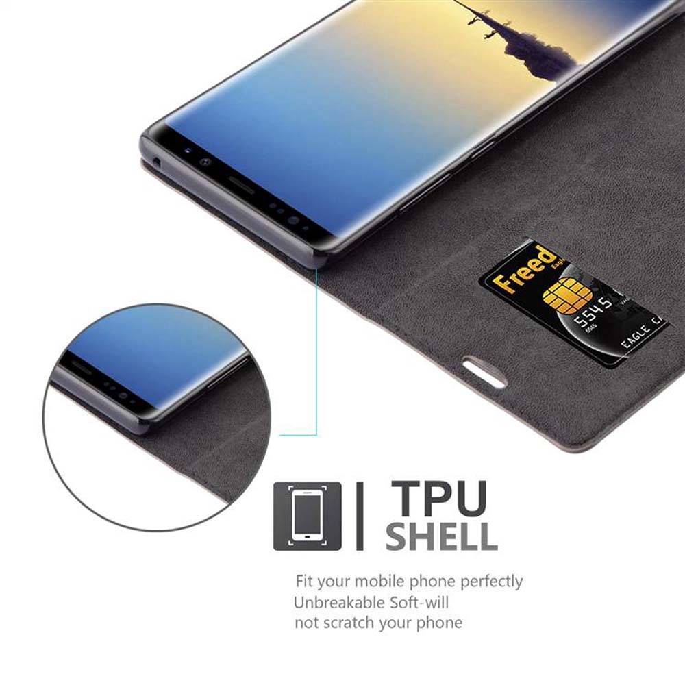 Cadorabo Hülle für Samsung Galaxy NOTE 8 Schutz Hülle in Braun Handyhülle Etui Case Cover Magnetverschluss