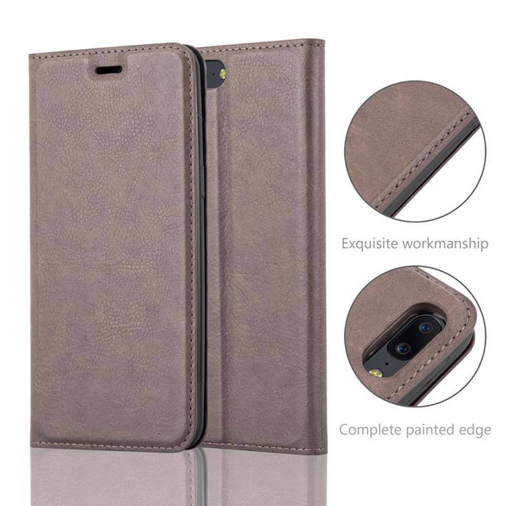 Cadorabo Hülle für OnePlus 5 Schutz Hülle in Braun Handyhülle Etui Case Cover Magnetverschluss