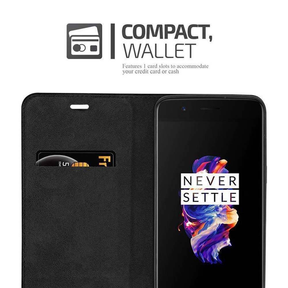 Cadorabo Hülle für OnePlus 5 Schutz Hülle in Rot Handyhülle Etui Case Cover Magnetverschluss