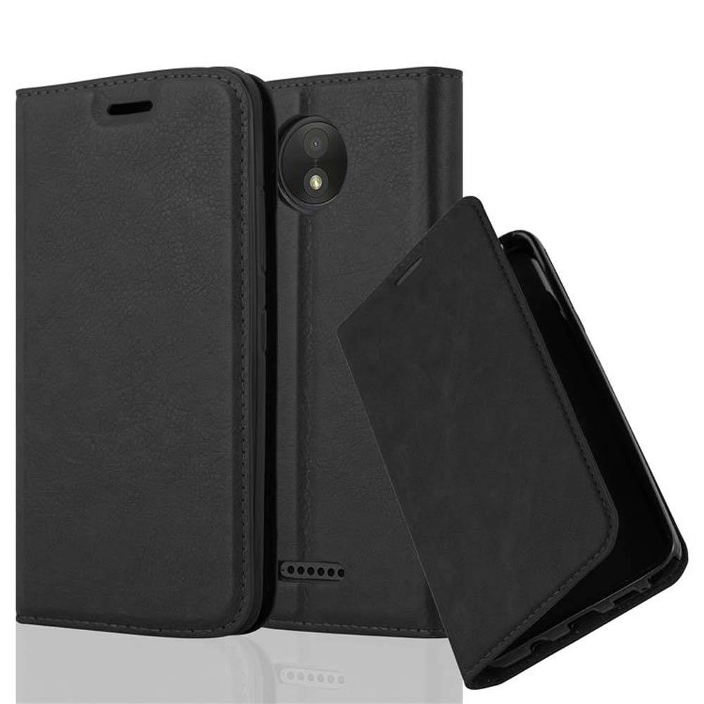 Cadorabo Hülle für Motorola MOTO C PLUS Schutz Hülle in Schwarz Handyhülle Etui Case Cover Magnetverschluss
