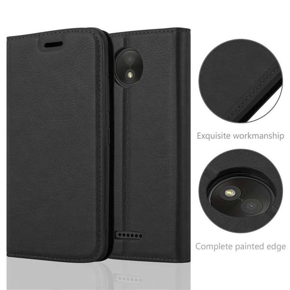Cadorabo Hülle für Motorola MOTO C PLUS Schutz Hülle in Schwarz Handyhülle Etui Case Cover Magnetverschluss