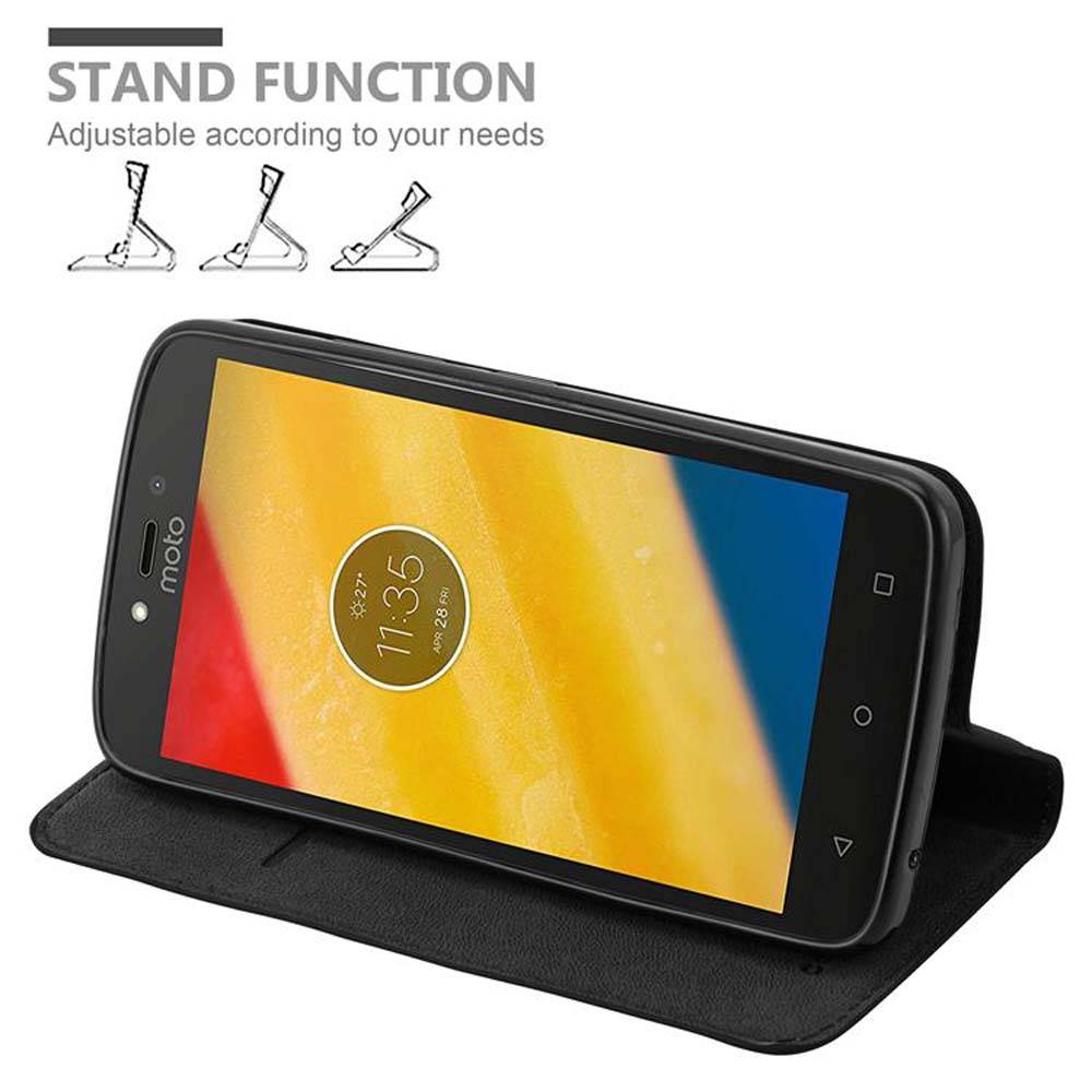 Cadorabo Hülle für Motorola MOTO C PLUS Schutz Hülle in Schwarz Handyhülle Etui Case Cover Magnetverschluss