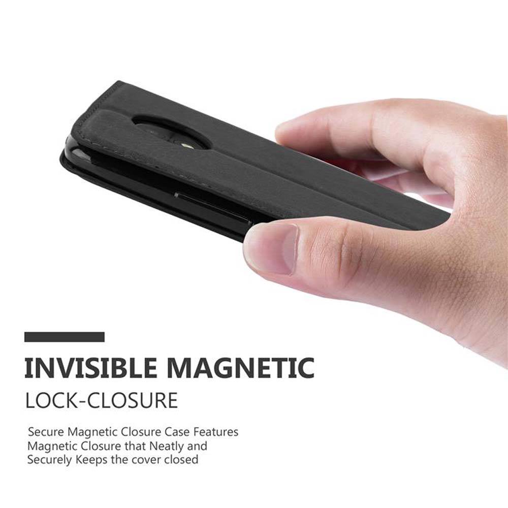 Cadorabo Hülle für Motorola MOTO C Schutz Hülle in Schwarz Handyhülle Etui Case Cover Magnetverschluss