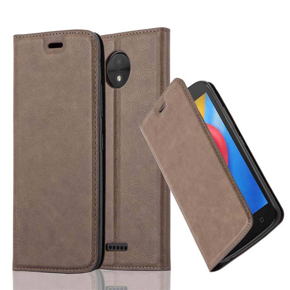 Cadorabo Hülle für Motorola MOTO C Schutz Hülle in Braun Handyhülle Etui Case Cover Magnetverschluss