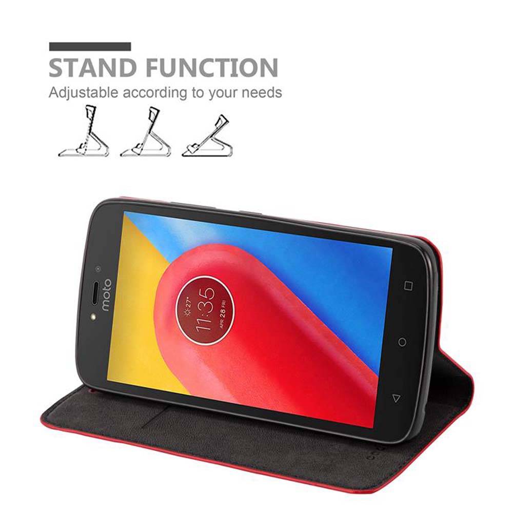 Cadorabo Hülle für Motorola MOTO C Schutz Hülle in Rot Handyhülle Etui Case Cover Magnetverschluss