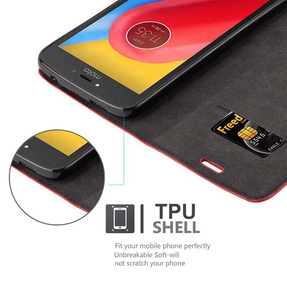 Cadorabo Hülle für Motorola MOTO C Schutz Hülle in Rot Handyhülle Etui Case Cover Magnetverschluss