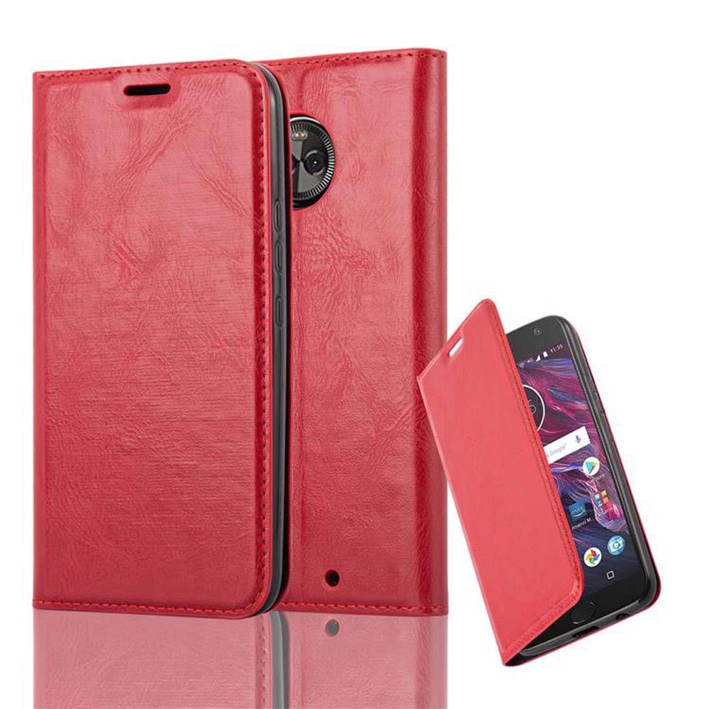 Cadorabo Hülle für Motorola MOTO X4 Schutz Hülle in Rot Handyhülle Etui Case Cover Magnetverschluss