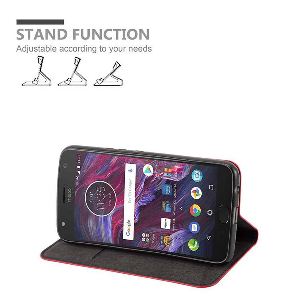 Cadorabo Hülle für Motorola MOTO X4 Schutz Hülle in Rot Handyhülle Etui Case Cover Magnetverschluss