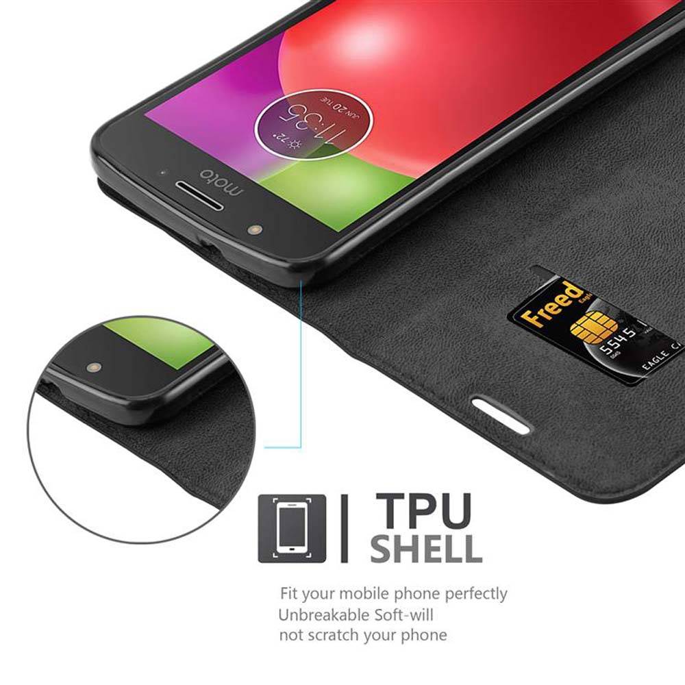 Cadorabo Hülle für Motorola MOTO E4 Schutz Hülle in Schwarz Handyhülle Etui Case Cover Magnetverschluss