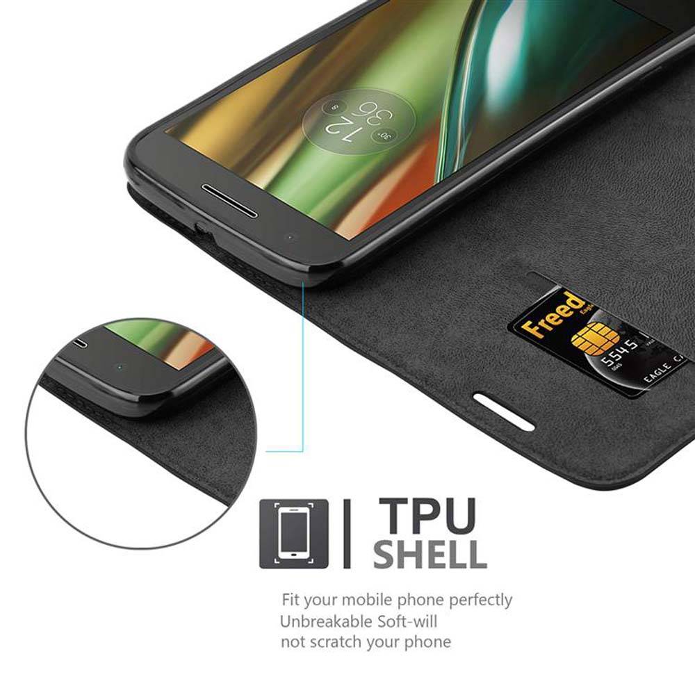 Cadorabo Hülle für Motorola MOTO E3 Schutz Hülle in Schwarz Handyhülle Etui Case Cover Magnetverschluss